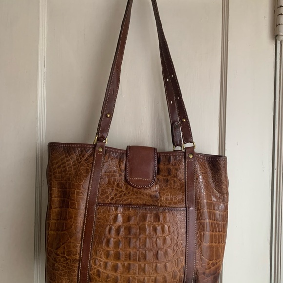 Brahmin Brown Croc-Embossed Tote - Picture 2 of 10